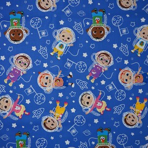 Cocomelon Fabric, Cocomelon in Space Licensed Novelty Cotton Fabric, JJ Fabric, Cody, Cece, Bella, Nico and Nina Cocomelon image 4