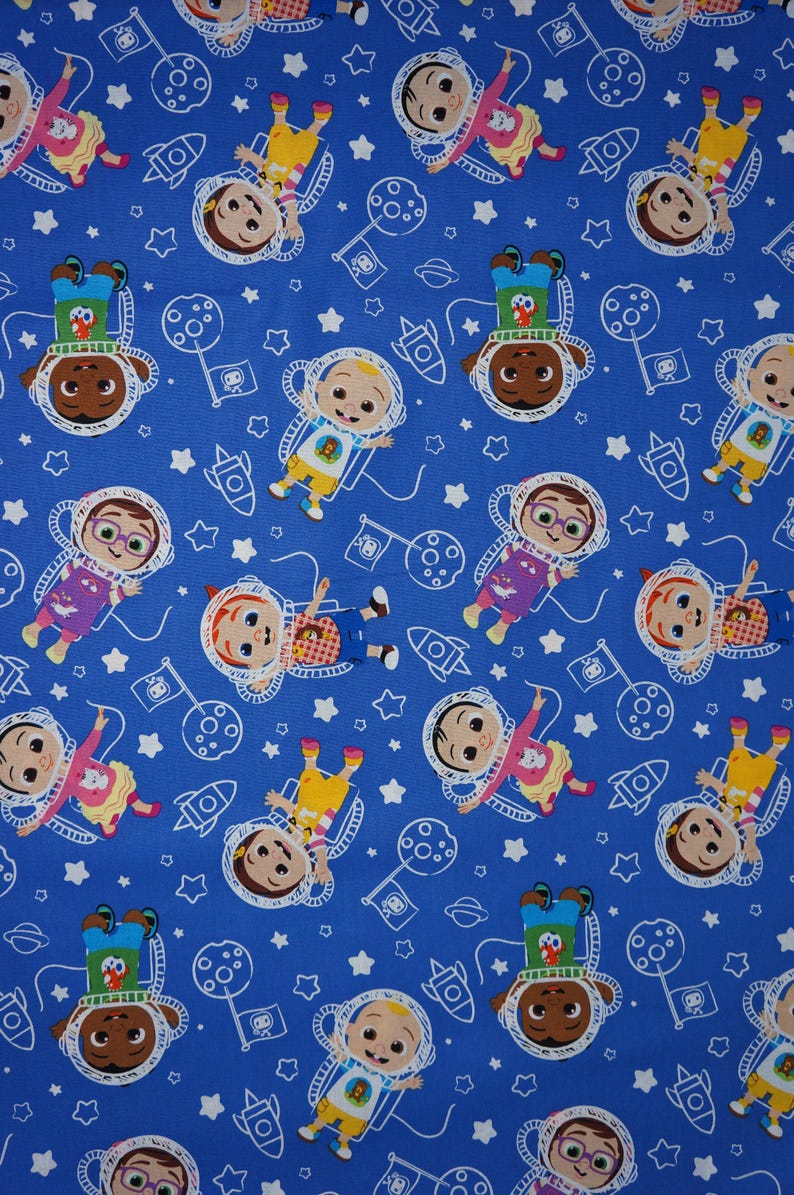 Cocomelon Fabric, Cocomelon in Space Licensed Novelty Cotton Fabric, JJ Fabric, Cody, Cece, Bella, Nico and Nina Cocomelon image 4