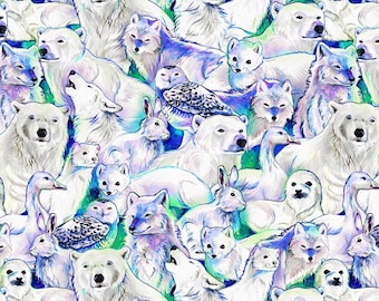Arctic Animals Fabric, Tundra Animals Amethyst by Katy Lipscomb for Studio E Quilting Cotton Fabric, Tales of the Tundra
