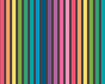 Rainbow Stripe Fabric, Make Rainbow Stripe on Black by Riley Blake Quilting Cotton Fabric C13421-BLACK