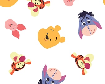 Winnie The Pooh Fabric, Pooh Sweet Head Toss on White Disney Licensed by Springs Creative Novelty Cotton Fabric, 78789-A62028