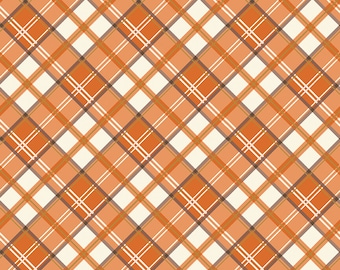 Orange Plaid Fabric, Plaid Orange Sparkle Shades of Autumn by My Mind's Eye Riley Blake Quilting Cotton Fabric, Metallic Gold Orange Plaid