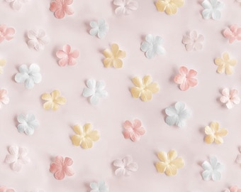 Floral Fabric, Champagne Sweet Paper Flowers Another Dimension by Funny Girl for Studio E Quilting Cotton Fabric 8679-79