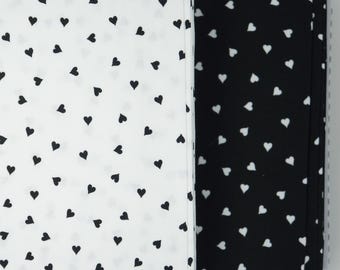 Heart Fabric, Small Heart Toss on White or Black Take Heart by J. Wecker Frisch for Riley Blake Quilting Cotton Fabric C15387