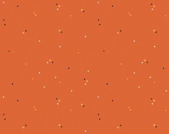 Star Blender on Orange Fabric, Stars on Orange Haunted Adventures Beverly McCullough Riley Blake Quilting Cotton Fabric, C13115-AUTUMN
