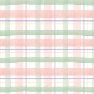 Easter Plaid Fabric, Blooming Plaid by David Textiles Novelty Cotton Fabric, Pastel Plaid Easter Fabric, WA-8075-4C-1