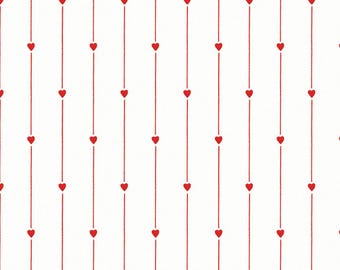 Valentine Heart Fabric, Heart Strings Red on White by J. Wecker Frisch for Riley Blake Quilting Cotton Fabric, All My Heart Collection