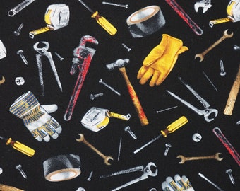 Tossed Garage Workshop Tools  by Timeless Treasures Quilting Cotton Fabric GM-C8939