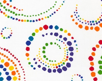 Rainbow Dot Blender Fabric, Multi Dots on White by Robert Kaufman Fabrics Quilting Cotton Fabric, Mandala Fabric, SRK21213-263