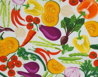 Vegetable Fabric, Packed Vegetables on White by Camelot Quilting Cotton Fabric, Carrot Fabric, Garden Fabric, Cucumbers Fabric, 58231001-01