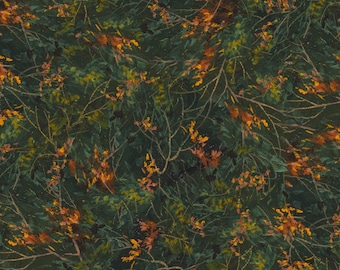 Fall Leaves Fabric, Leafy Texture Harvest Autumn Retreat by Abraham Hunter for P & B Textiles Quilting Cotton Fabric ARET05584-DG