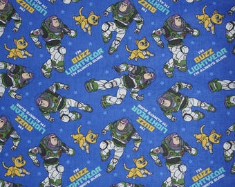Buzz Lightyear and Sox Disney and Pixar Toy Story Licensed Springs Creative Novelty Cotton Fabric, Toy Story Fabric, Buzz Fabric