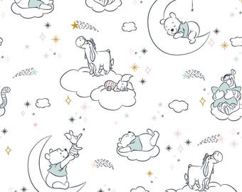 Winnie The Pooh Fabric, Pooh and Friends on White Disney Licensed by Springs Creative Novelty Cotton Fabric, 71714-G550210