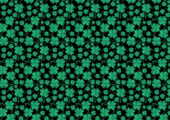 Mini Shamrocks Fabric on Black by Andi Metz for Kanvas Studio Quilting Cotton Fabric, Luck of the Gnomes, Mini Clovers, 12662B-12