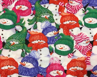 Snowman Friends Packed Quilting Cotton Fabric Novelty Fabric Ugly Christmas Sweater Scarf