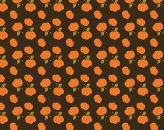 Brown Pumpkin Fabric, Awesome Autumn Collection Pumpkins Raisin Brown by Sandy Gervais for Riley Blake Quilting Cotton Fabric