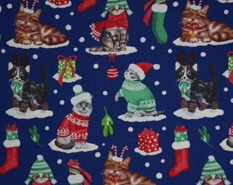 Ugly Christmas Sweater Kitties Cats Quilting Cotton Fabric Novelty Fabric