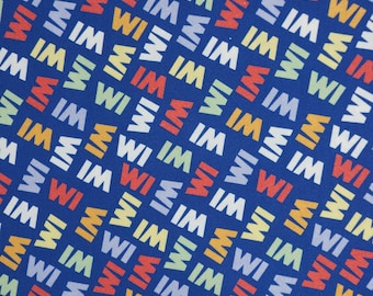 Wisconsin Abbreviated Wisconsin Badger State Pride Cotton Fabric