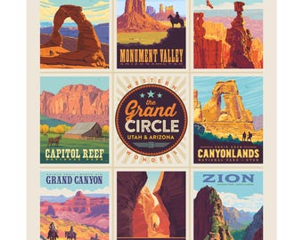 Grand Circle Utah and Arizona Panel, 36"x43" Western National Parks by Riley Blake Designs Quilting Cotton Fabric, P10970-GRANDCIRCLE