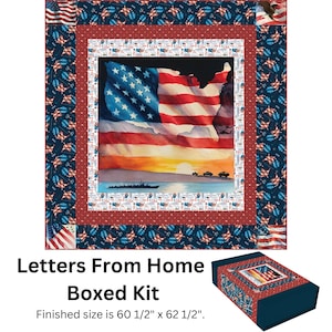 Patriotic Quilt Kit, Letters from Home Panel Quilt Kit by Riley Blake Quilting Cotton Fabric, Quilt of Valor Quilt Kit, Beginner Quilt Kit