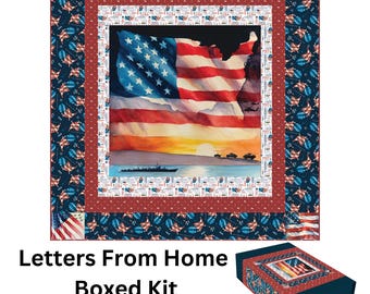 Patriotic Quilt Kit, Letters from Home Panel Quilt Kit by Riley Blake Quilting Cotton Fabric, Quilt of Valor Quilt Kit, Beginner Quilt Kit