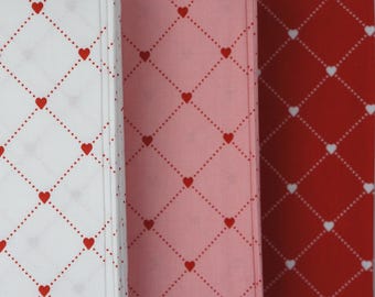 Valentine Heart Fabric, Take Heart Cross on White, Pink or Red by J. Wecker Frisch for Riley Blake Quilting Cotton Fabric, C15390