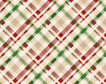 Farmhouse Plaid Fabric, Farmhouse Plaid on Cream/Multi Holiday Farmhouse Plaid by Benartex Kanvas Studio Quilting Cotton Fabric