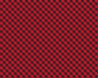 Red and Black Gingham Fabric, Farmhouse Gingham on Red Holiday Farmhouse Plaid by Benartex Kanvas Studio Quilting Cotton Fabric 14399-10B