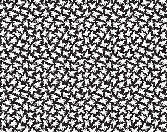 Ghost Fabric, Ghost Cluster on Black Spooky Cute Halloween by Mary Engelbreit for FreeSpirit Halloween Quilting Cotton PWMY005.BLACK