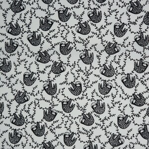 Black and White Sloths By Dear Stella Quilting Cotton Fabric, Small Print Sloths, ST-WG1985WHITE, ABC Menagerie by Wee Gallery Collection image 3