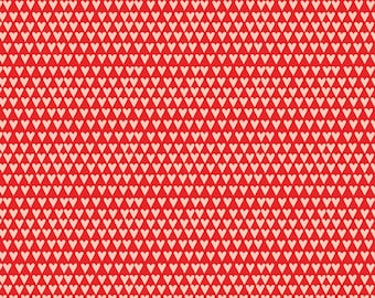 Valentine Hearts Fabric, Pink Hearts on Red You & Me Collection by Sandy Gervais for Riley Blake Designs Quilting Cotton Fabric C15403-PINK