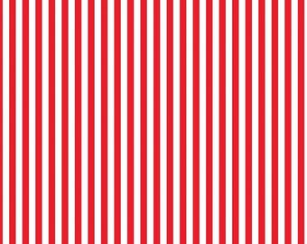 Patriotic Stripe Fabric, 1/4" Stripe Red and White Riley Blake Quilting Cotton Fabric, Red and White Stripes Fabric