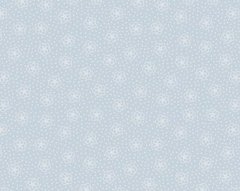 Celtic Flower Fabric, Celtic Flowers on Light Blue with Silver Metallic Accents by Lewis and Irene Quilting Cotton Fabric, A732.2