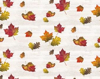 Fall Leaves Fabric, Fall Barn Quilts Leaf Toss Parchment Riley Blake Quilting Cotton Fabric, Thanksgiving Fabric, Fall Fabric, Autumn Fabric