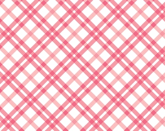 Valentine Plaid Fabric, Valentine's Day Pink and White Plaid Fabric, Picnic Check Raspberry by Riley Blake Quilting Cotton Fabric Pink Plaid