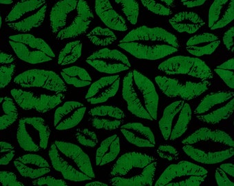 Glow in the Dark Lips by Timeless Treasures Quilting Cotton Fabric, Glow Kissing Lips CG8536-GLOW, Valentine Fabric, Glow in the Dark Kisses