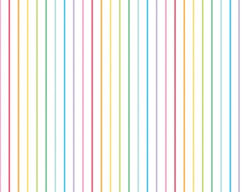 Rainbow Stripe Fabric, Sunshine Blvd Stripes White Riley Blake Quilting Cotton Fabric, Pride Stripe Fabric, C12103-WHITE