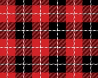 Christmas Plaid Fabric, Christmas Plaid Fabric, Red Holiday Plaid by Fabric Editions, Inc Novelty Cotton Fabric, 19844-RED