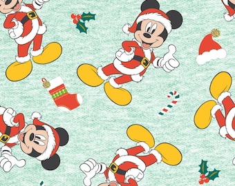 Mickey Christmas Fabric, Mickey Mouse Santa Toss Disney Licensed by Springs Creative Novelty Cotton Fabric