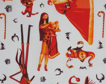 Nightmare Before Christmas Fabric, NBC Retro Christmas Disney Licensed by Springs Creative Novelty Cotton Fabric, Santa Jack Skellington