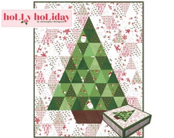 Mini Quilt Advent Calendar, O'Christmas Tree, Christmas Quilt Kit, 24" x 30", Christmas Fabric, Riley Blake Fabric, Free gift included