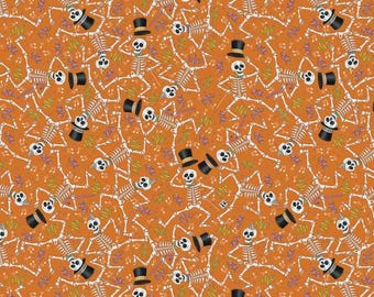 Halloween Dancing Skeletons on Orange Spooky Cute Halloween by Mary Engelbreit for FreeSpirit Halloween Quilting Cotton PWMY008.ORANGE
