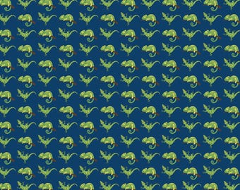 Gecko Fabric, Pet Geckos on Navy by Lori Whitlock for Riley Blake Quilting Cotton Fabric, Lizard Fabric