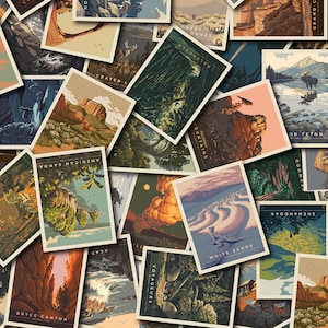 National Park Fabric, National Park Postcards by Riley Blake Quilting Cotton Fabric, National Park Photo Fabric, CD13290-MULTI