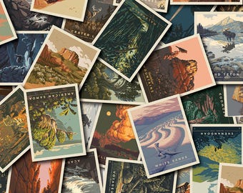 National Park Fabric, National Park Postcards by Riley Blake Quilting Cotton Fabric, National Park Photo Fabric, CD13290-MULTI