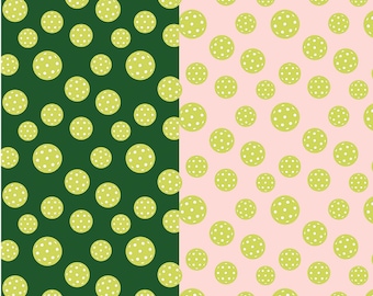 Pickleball Fabric, Pickleball Balls on Pink or Green by My Mind's Eye for Riley Blake Quilting Cotton Fabric C16204