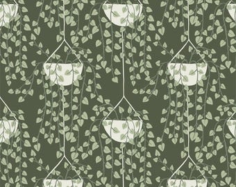 Plant Fabric, Overflow on Green from the Planted Collection Betsy Siebers for Cloud9 Organic Quilting Cotton Fabric 227598
