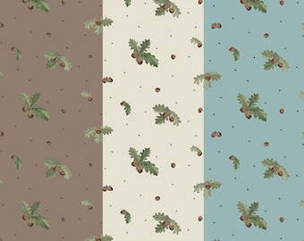 Acorn Oak Leaf Fabric, Lost in the Woods Acorns by Tara Reed Riley Blake Designs Quilting Cotton Fabric Bears Camping Fabric, C15121