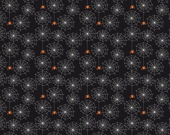 Spiderweb Fabric, Spiderwebs on Black Beggars Night by Sandy Gervais by Riley Blake Quilting Cotton Fabric, GC14502-BLACK