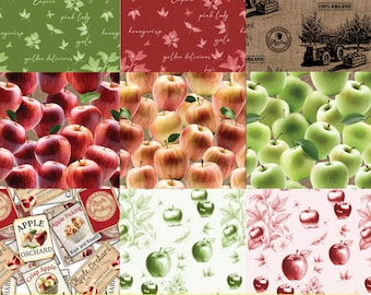 Apple Orchard Quilting Squares Bundle, 10" Stacker Bundle 42 pieces by Camelot Quilting Cotton Fabric, Layer Cake